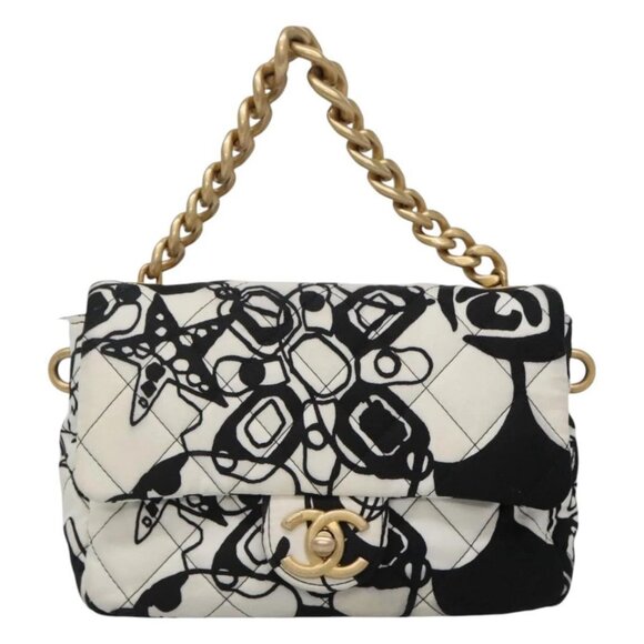 CHANEL Mini Matelasse 20 Chain Single Flap Bag Nylon 2way White CC Auth - Picture 9 of 16